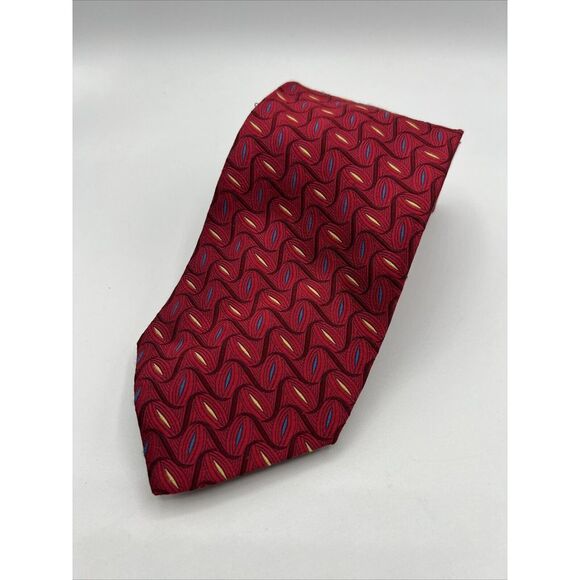JOS. A. BANK Reserve Men's Silk Necktie‎ ITALY Designer Geometric Red Multicolor - Picture 6 of 9
